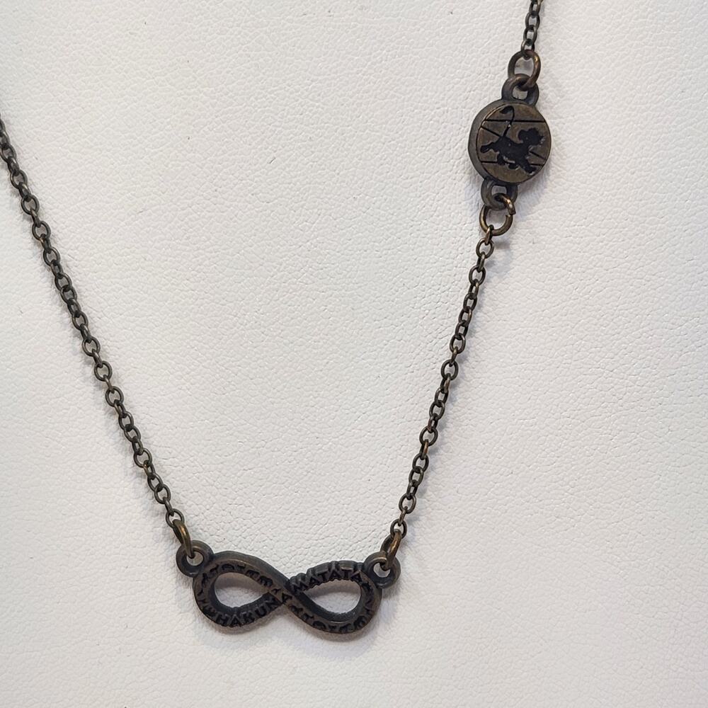 Disney Lion King Hakuna Matata Infinity Pendant Necklace Brass Tone Chain Simba